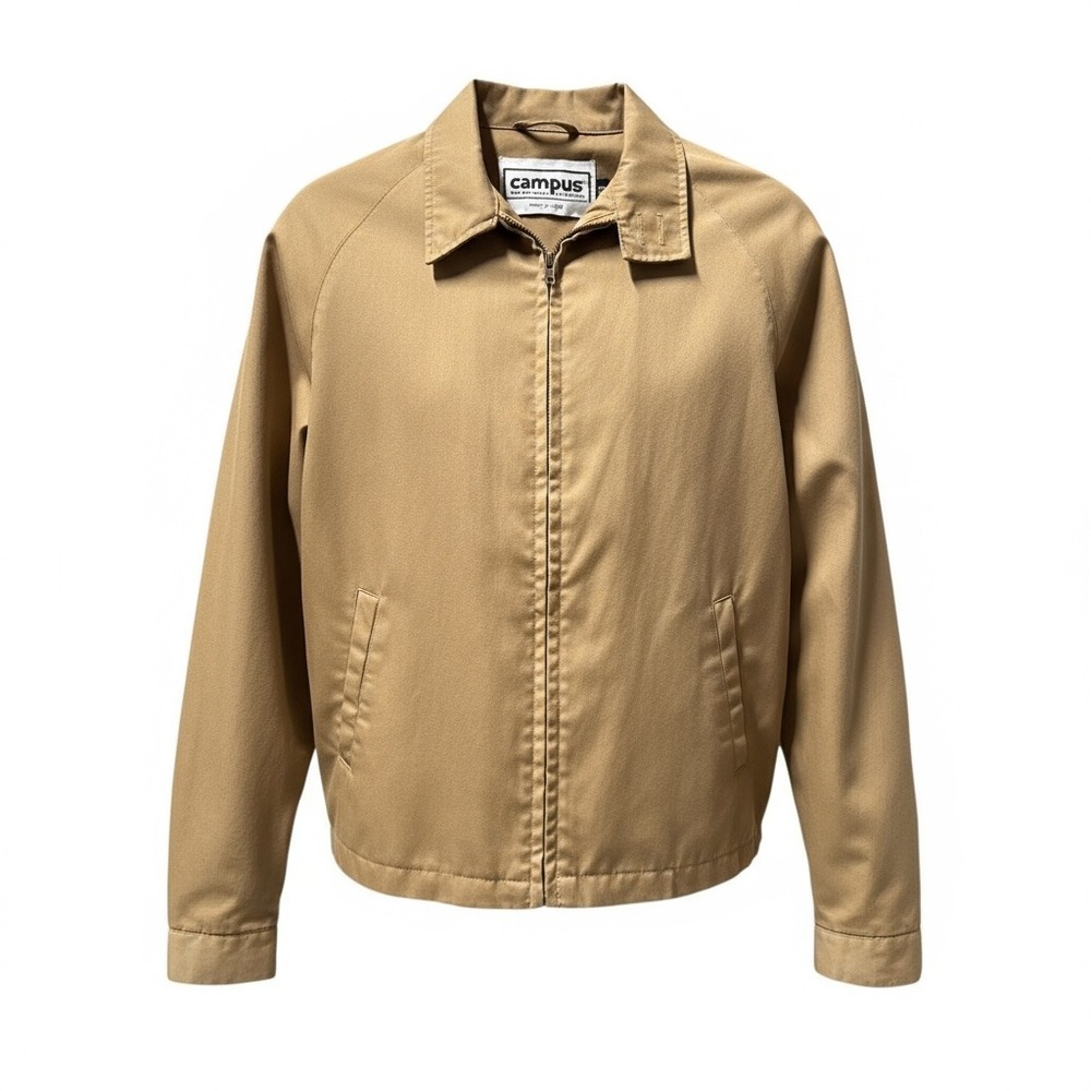 Vintage Campus Zipper Utility/Casual Jacket Mens Size M‎ Tan Winter Mid Weight